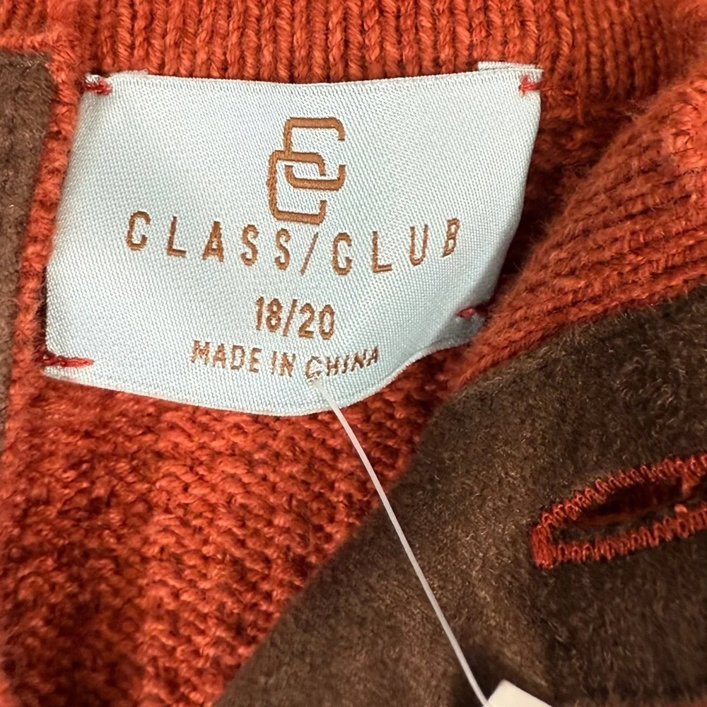 NWT‎ CLASS CLUB Boys’ Orange Waffle Knit Long Sleeve Henley Sweater Size 18-20